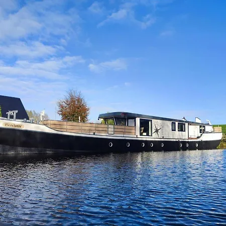Botel 8 Personen Hausboot Mit Hot Tub, Sauna, Kaminofen, Klimaanlage, Lounge, Sonnendeck Und Garten Mit Buddelschiff Direkt Hinterm Deich In *